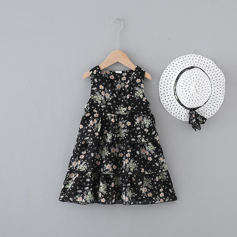 Toddler Girl V-neckline Sleeveless Floral Tiered Dress - PrettyKid