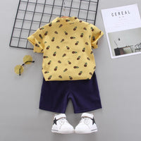 2-Piece Toddler Boy Pineapple Pattern Short-Sleeve Shirt &amp; Shorts Wholesale Children's Clothing - PrettyKid