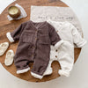 3-24M Baby Onesies Solid Single-Breasted Fleece Long-Sleeve Romper With Chest Pocket Wholesale Baby Clothing - PrettyKid
