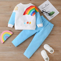 2-piece Rainbow Pattern Sweatshirts & Pants for Toddler Girl - PrettyKid