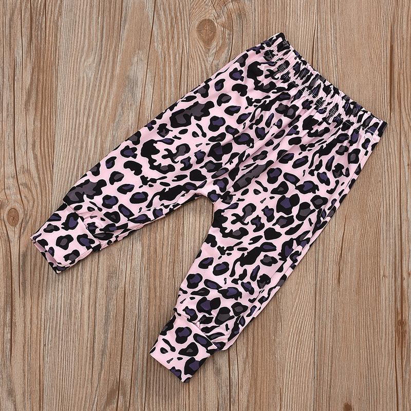 3-piece Letter Pattern Sweatshirts & Leopard Pants & Headband for Baby Girl - PrettyKid