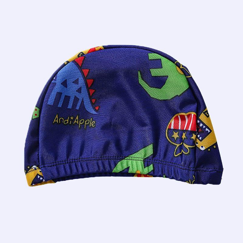 Kid Boy Dinosaur Patten Color-block Swimsuits & Swimming Cap 3 Pic - PrettyKid