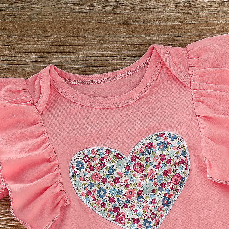 Loveheart T-shirts and Floral Pants For Baby Wholesale children's clothing - PrettyKid