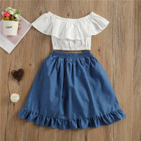 Toddler Girl Ruffle Collar Top & Long Skirt - PrettyKid