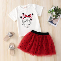 18M-6Y Toddler Girls Outfits Sets T-Shirts Polka Dots Mesh Skirts Wholesale Girls Clothes