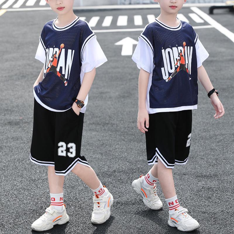 Kid Boy Sports Contrast Color Top & Shorts - PrettyKid