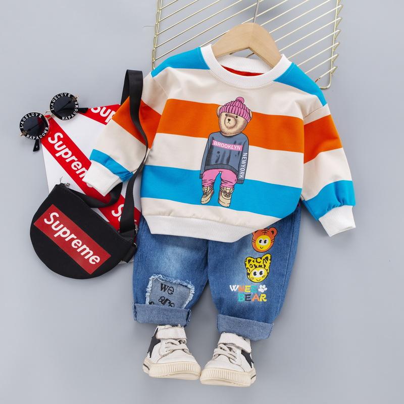 2-piece Colored Stripes Sweatshirt & Pants for Toddler Boy Wholesale Children's Clothing - PrettyKid