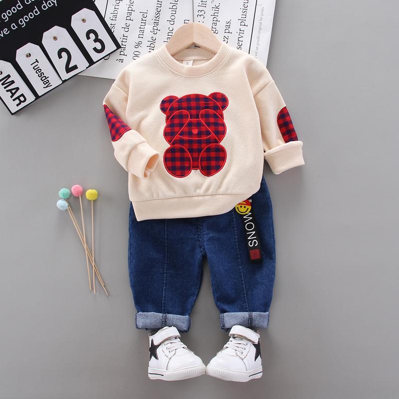 2-piece Bear Pattern Sweatshirts & Pants for Children Boy - PrettyKid