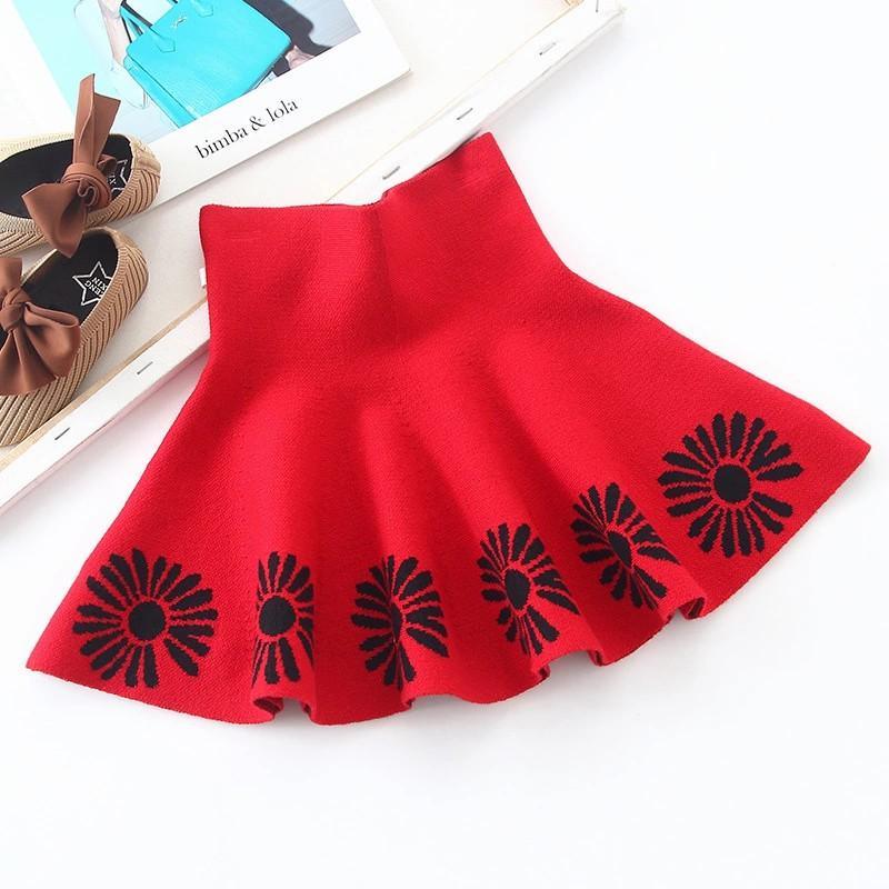 Floral Pattern Knitted Pleated Skirt for Girl - PrettyKid