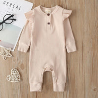 New Born Girl Ruffle Ribbed Jumpsuit - PrettyKid