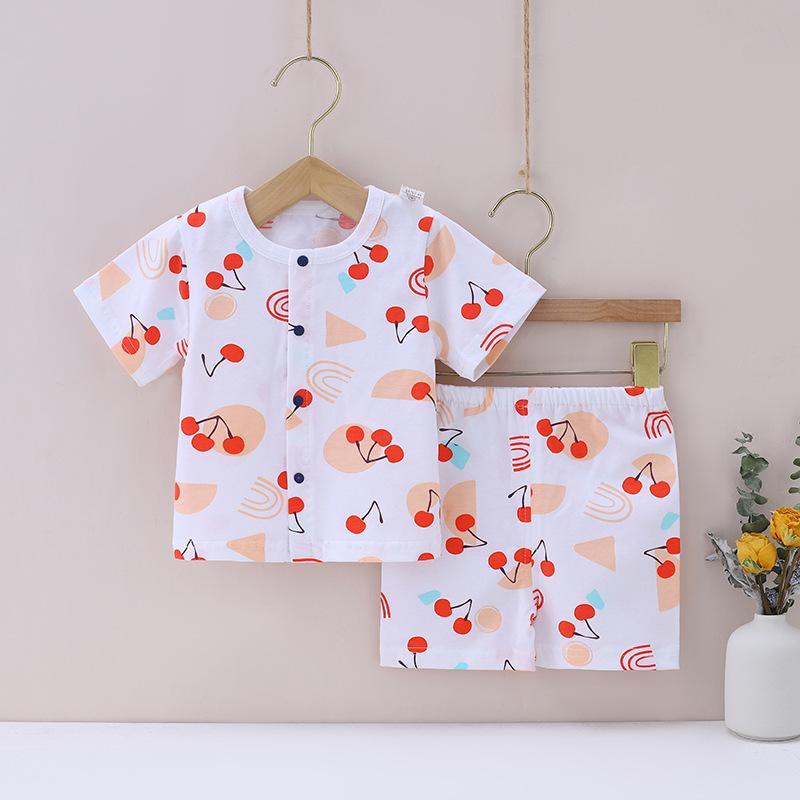 Baby Boy Cherry Print Pajama Top & Shorts - PrettyKid