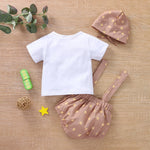 3-18months Baby Sets Summer Baby Clothes 2022 Baby Girl Short Sleeve Animal Top & Overalls & Hat - PrettyKid