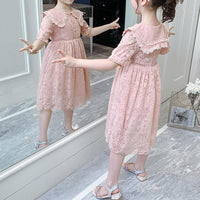 Girl Lace Pattern Doll Collar Summer Dress Children's Clothing - PrettyKid