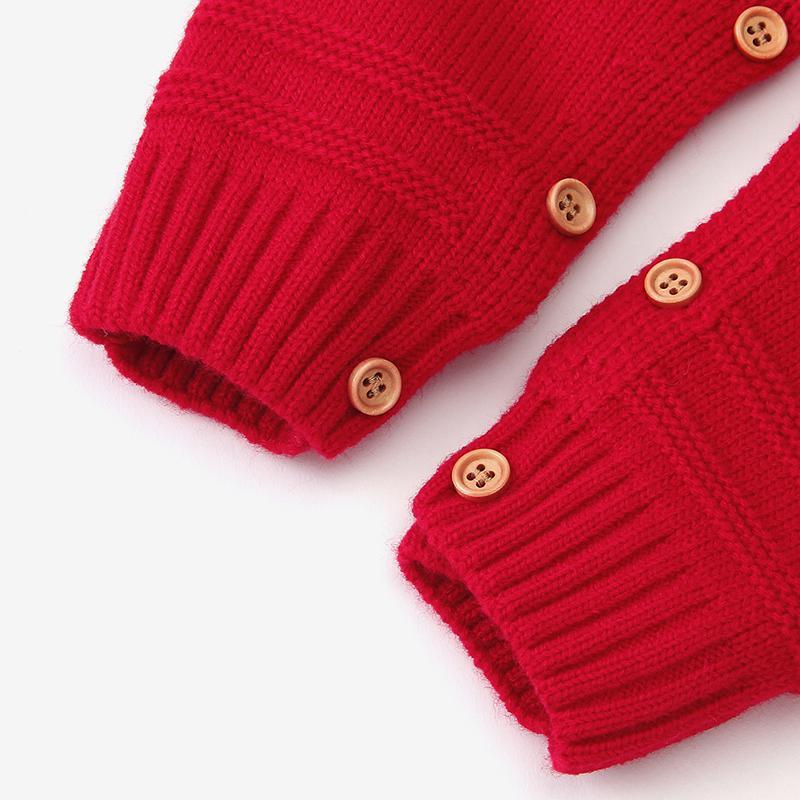 Christmas Hat Embroidery Knit Piece Long Sleeve jumpsuit for Baby - PrettyKid