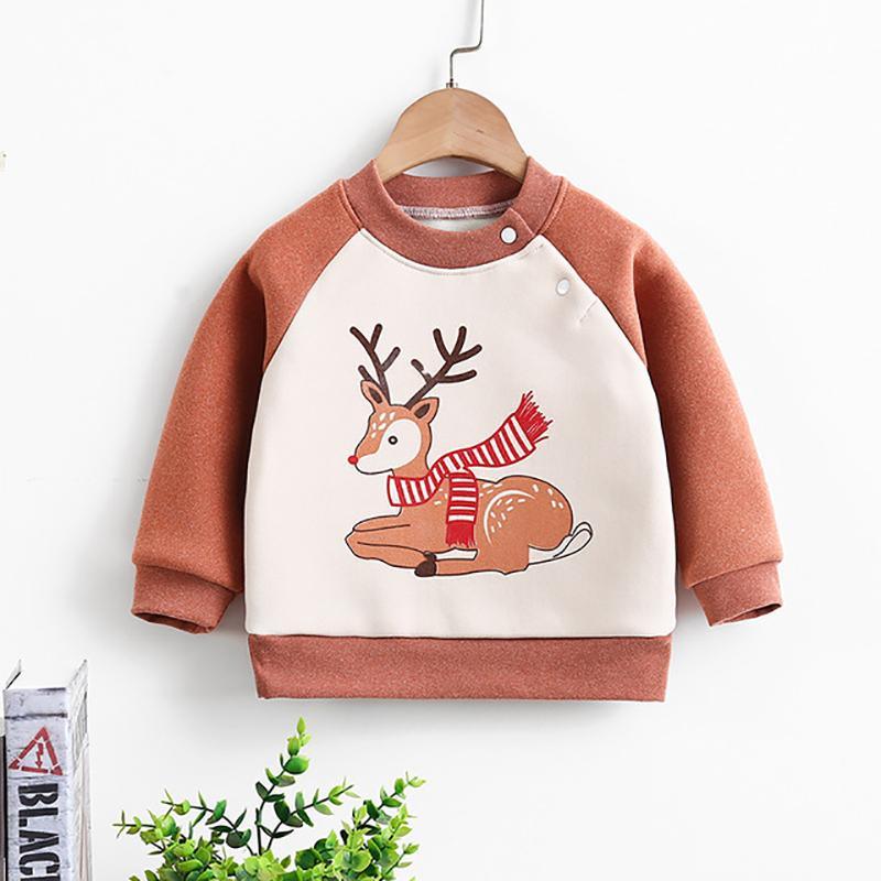 Animal Pattern Fleece-lined Sweatshirt for Toddler Girl - PrettyKid