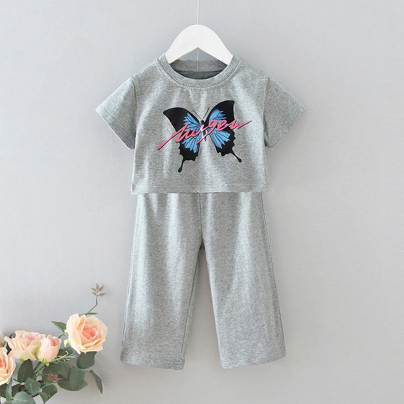 2-piece Butterfly Printing T-shirt & Pants for Toddler Girl - PrettyKid