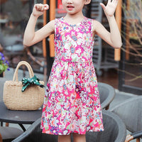 Girl Floral Print Vest Dress Children's Clothing - PrettyKid