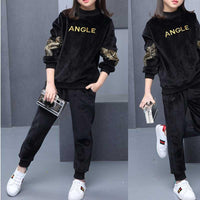 2-piece Letter Pattern Sweatshirts & Pants for Girl - PrettyKid