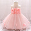 Baby Girl 3D Flower Decor Sleeveless Mesh Formal Dress - PrettyKid
