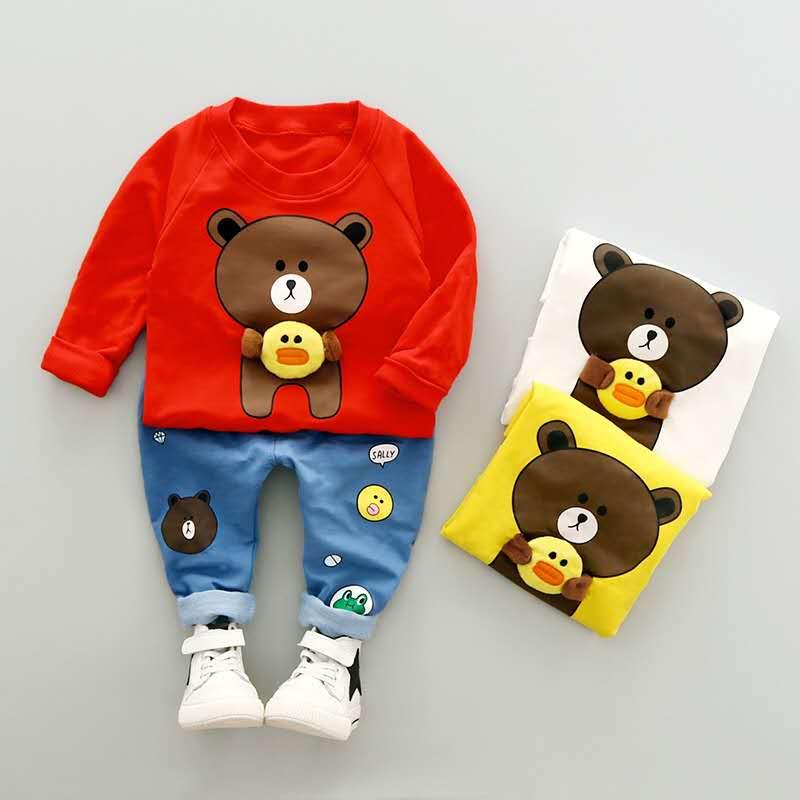 2-piece Bear Pattern Sweatshirts & Pants for Children Boy - PrettyKid