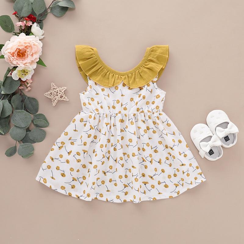 Toddler Girl Ruffle Collar Floral Dress - PrettyKid