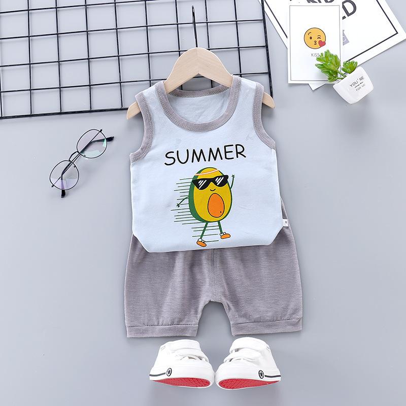 Toddler Boy Cartoon Pattern Letter Graphic Pajama Vest & Shorts - PrettyKid
