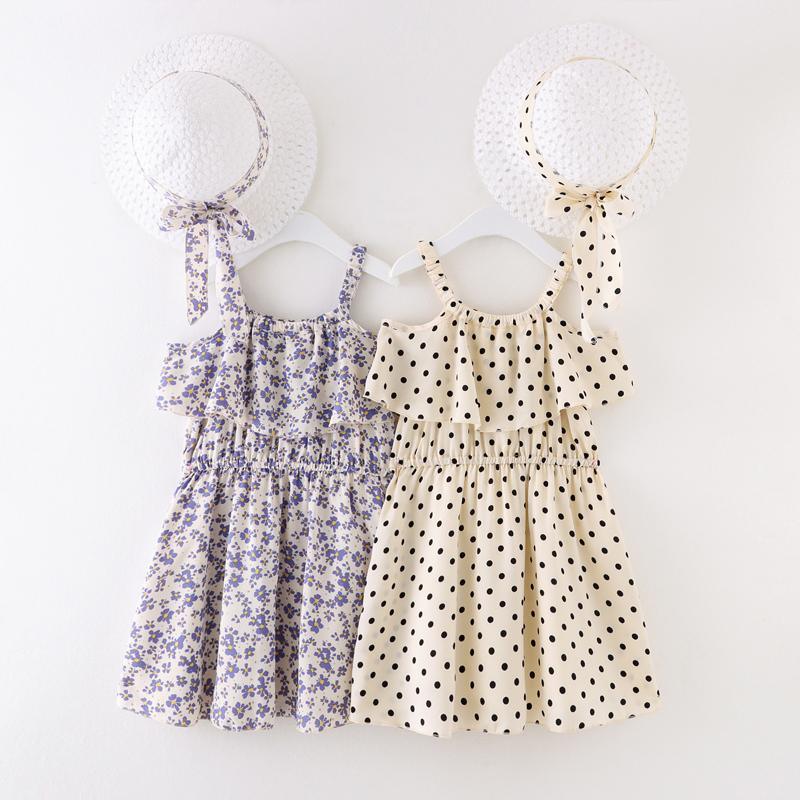 Toddler Ruffle Trim Polka Dot Cami Dress - PrettyKid