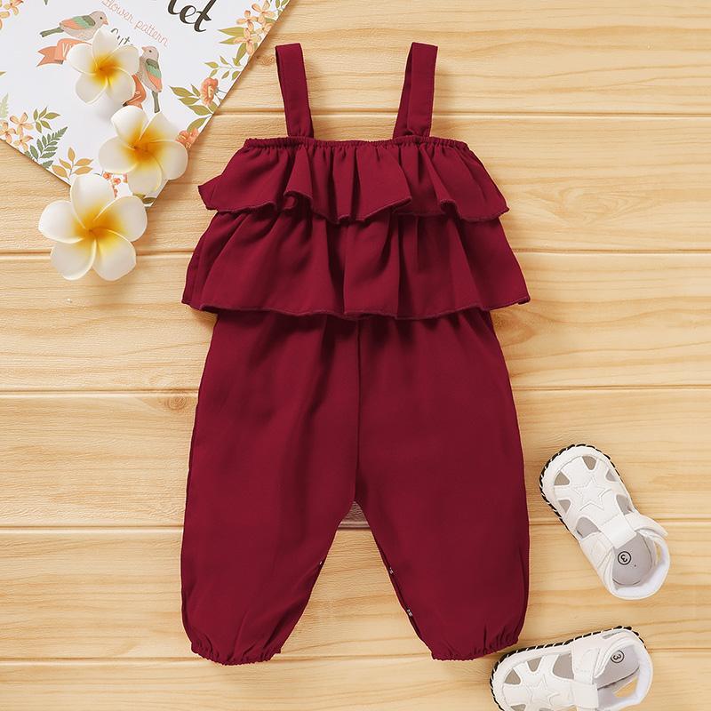 Sling Solid Overalls for Baby Girl - PrettyKid