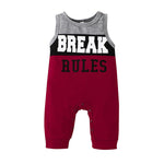 0-18M Baby Boy Tank Jumpsuit Letter Print Hit Color Wholesale Baby Clothing - PrettyKid