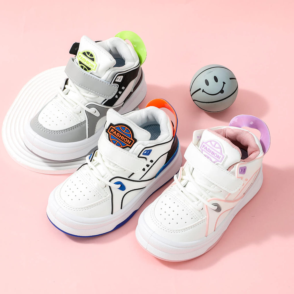 Wholesale Kid Color-Block Velcro Gaobang Sneakers in Bulk - PrettyKid