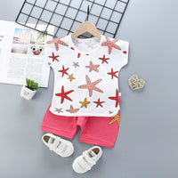 2pcs Cute Pentagram Print T-shirt and Pants - PrettyKid