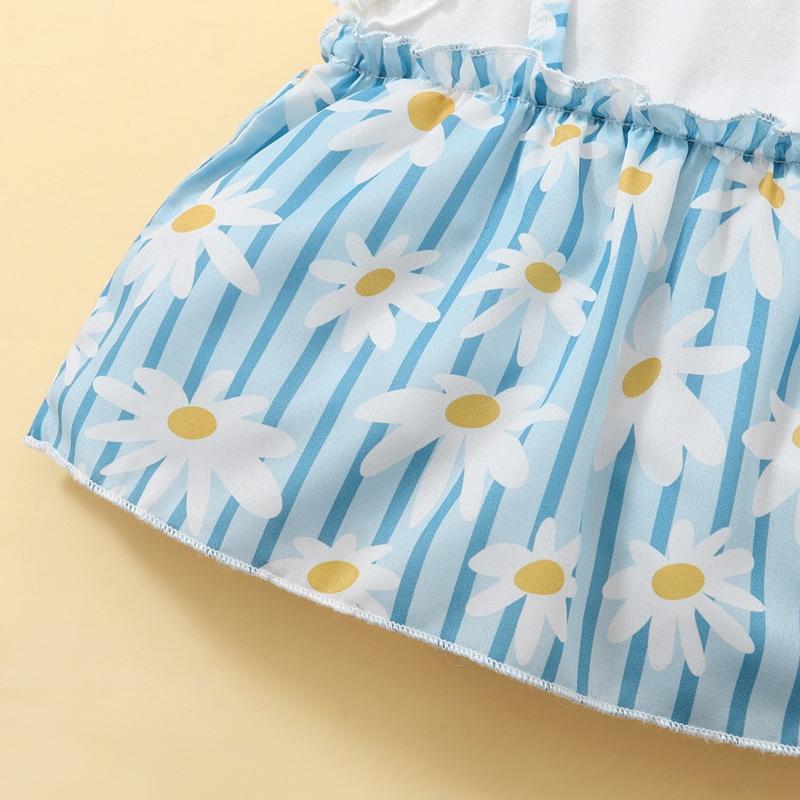Toddler Girl Ruffle Trim Sleeveless Daisy Print Top & Shorts - PrettyKid