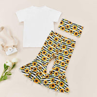 18m-6Y Toddler Girls Sets T-Shirts & Sunflower Print Bell Bottom Pants Wholesale Little Girl Clothing - PrettyKid