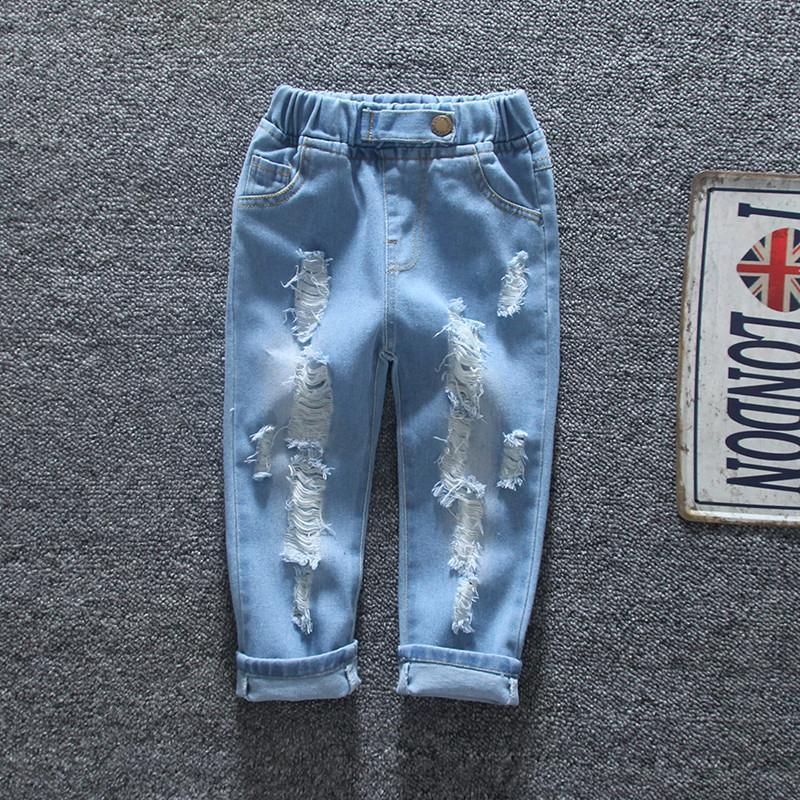 Solid Torn Jeans for Toddler Girl - PrettyKid