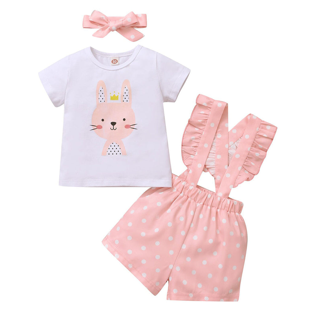 3-24M Baby Onesie Sets Animal Print T-Shirt Polka Dot Jumpsuit Headband Wholesale Baby Clothes KCL519303 - PrettyKid