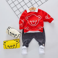 2-piece Bear Pattern Sweatshirts & Pants for Children Boy - PrettyKid