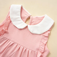 Baby Girl Ruffle Trim Peter Pan Collar Sleeveless Dress - PrettyKid