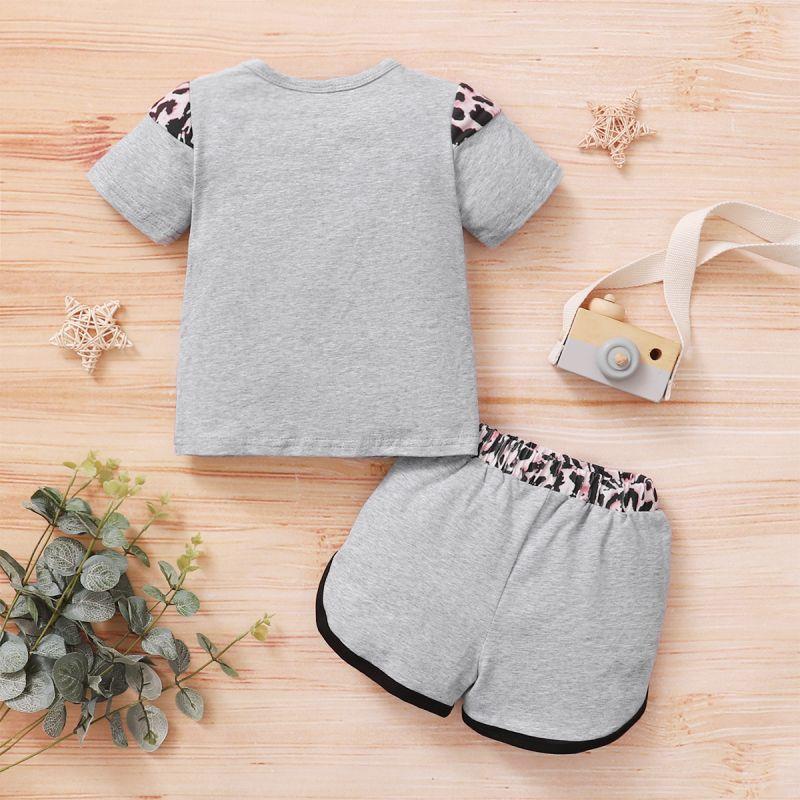 Toddler Girl Leopard Patch T-shirt & Shorts Wholesale Children's Clothing - PrettyKid