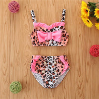 Toddler Girl 2pcs Leopard Print Swimsuit Children's Clothing - PrettyKid