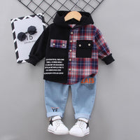 2-piece Plaid Hoodie & Jeans for Toddler Boy（No Shoesï¼?Wholesale Children's Clothing - PrettyKid