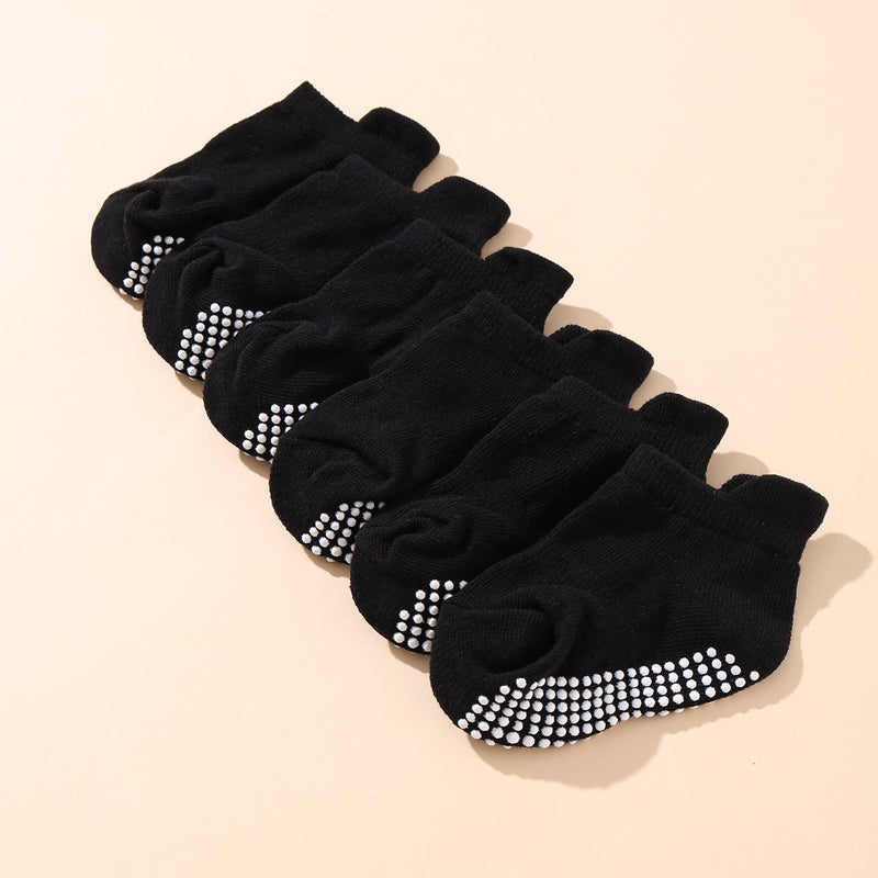 6pcss Baby Solid Color Non-Slip Socks in Bulk - PrettyKid
