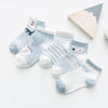 0-12Y 5-Pack Toddler Kid Girls & Boys Cartoon Striped Polka Dots Socks - PrettyKid