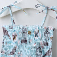 Toddler Girl Bird Pattern Summer Cami Dress Wholesale Children's Clothing - PrettyKid