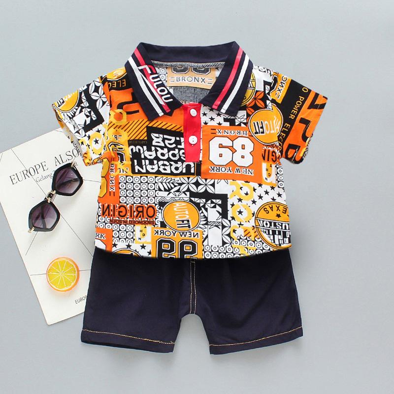 2-piece Letter Pattern Polo Shirt & Shorts for Children Boy - PrettyKid
