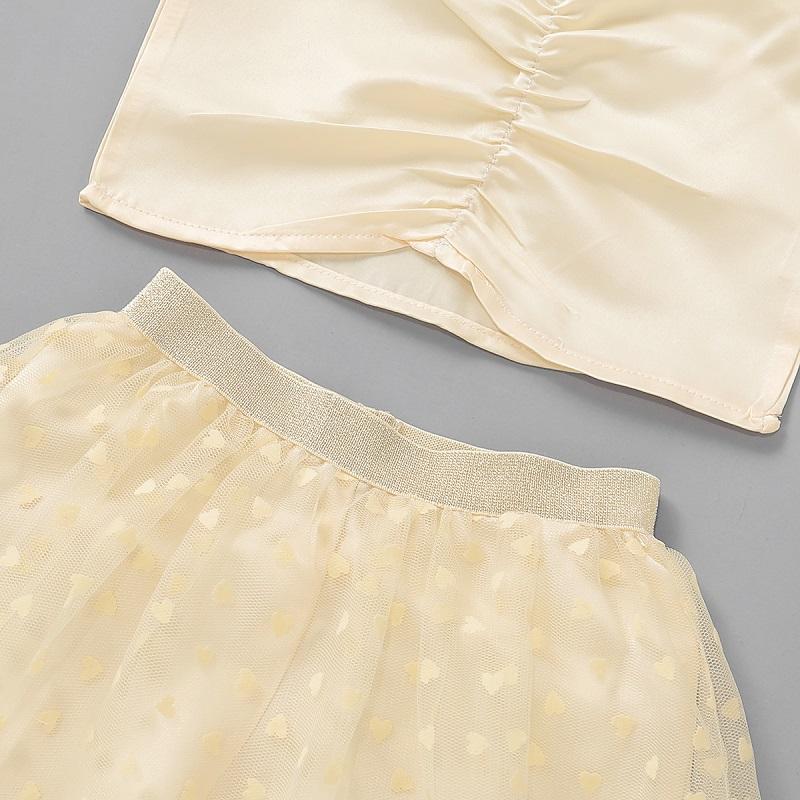 Grow Girl Puff Sleeve Short Top & Embroidered Mesh Skirt - PrettyKid
