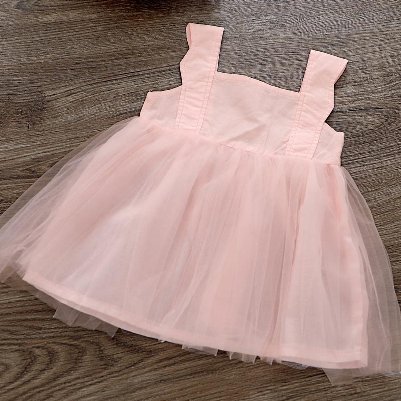 Sling Solid Patchwork Tulle Dress Wholesale children's clothing - PrettyKid