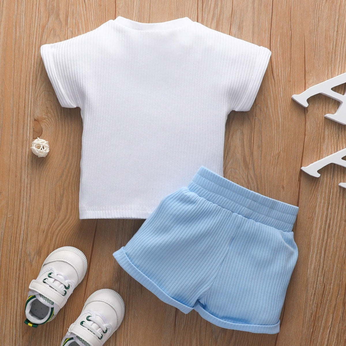 Baby Boy Rainbow Tee And Shorts Baby Clothes Set - PrettyKid