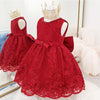 Toddler Girl Bow Decor Lace Braided Print Sleeveless Formal Dress - PrettyKid