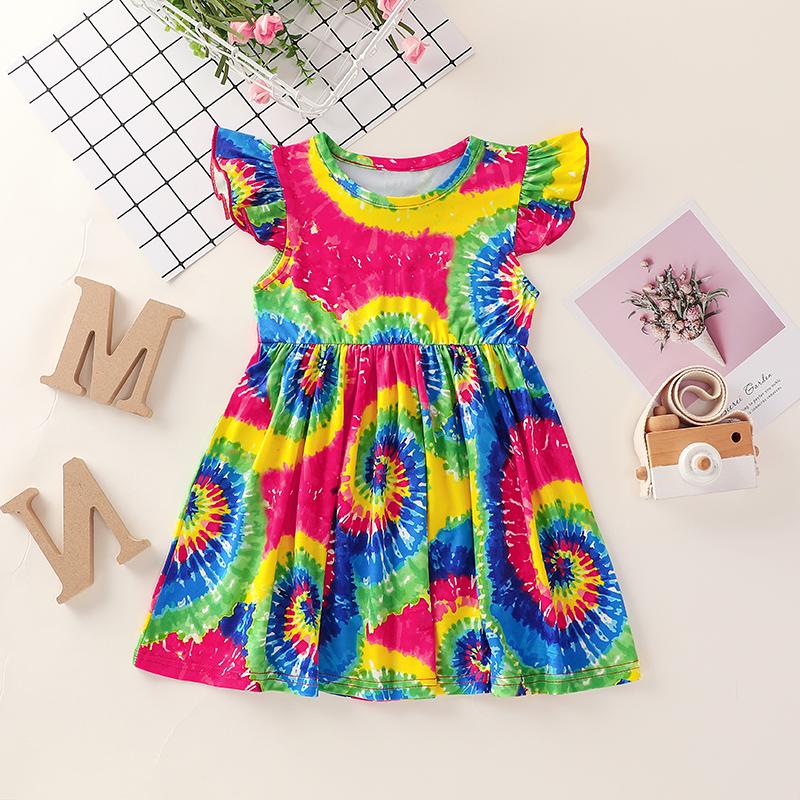 Color-block Ruffle Dress for Toddler Girl Wholesale children's clothing - PrettyKid