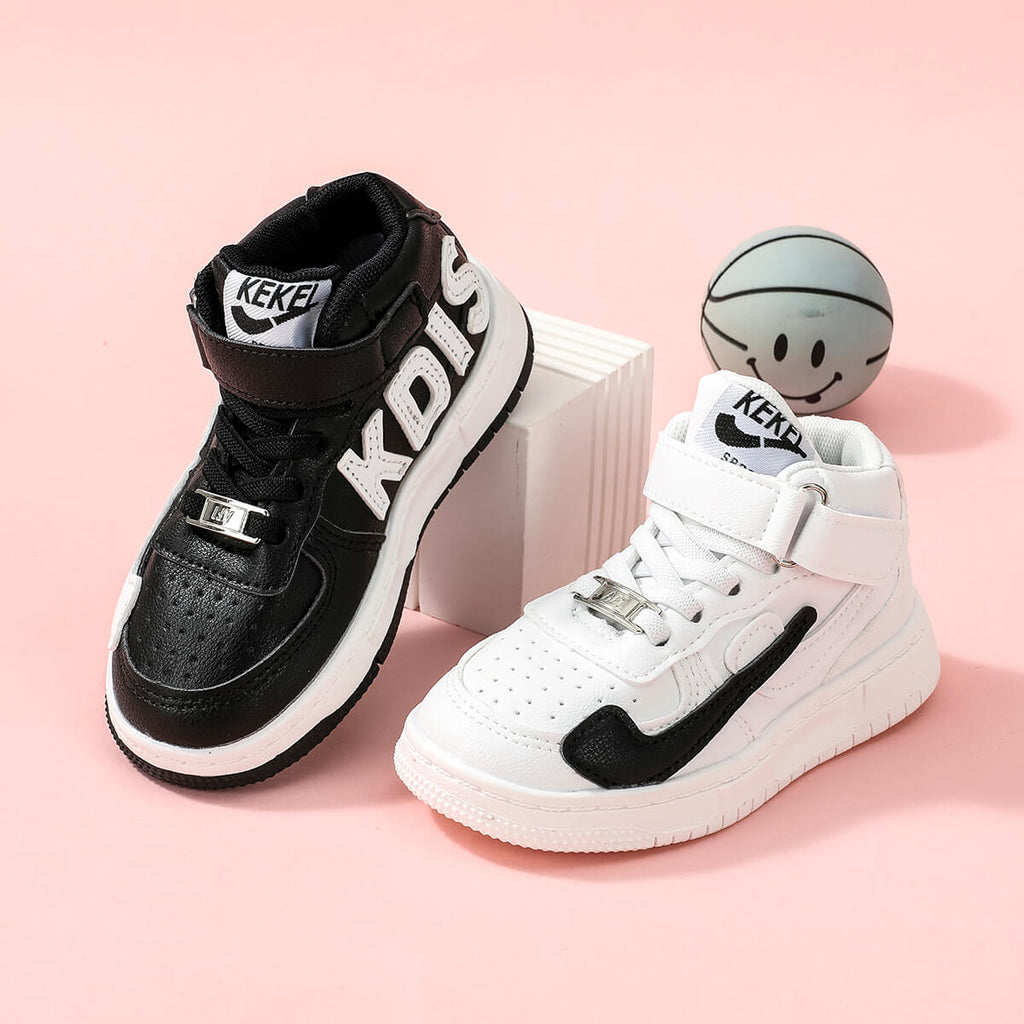 Wholesale Kid Solid Color Velcro Gaobang Sneakers in Bulk - PrettyKid